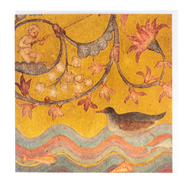 Bird-On-A-Pond Greeting Card by Phoebe Traquair