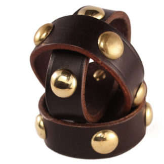 Leather Studded Cuff with Brass Studs