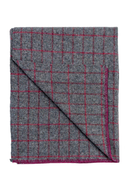 The Killarney Wool Blanket Raspberry Check