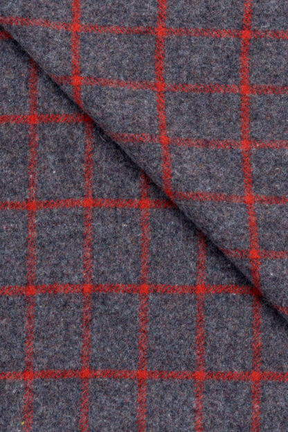 The Killarney Wool Blanket Tangerine Check Detail