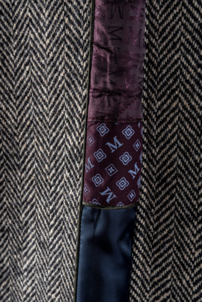 The Corrib - Mens Classic Tweed Overcoat Lining Detail