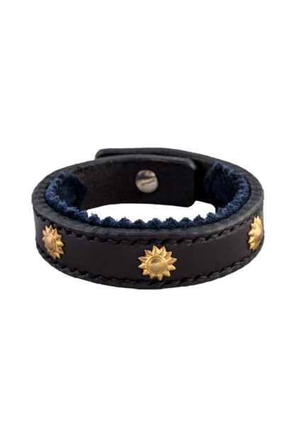 Leather Studded Bracelet with Suede Trim