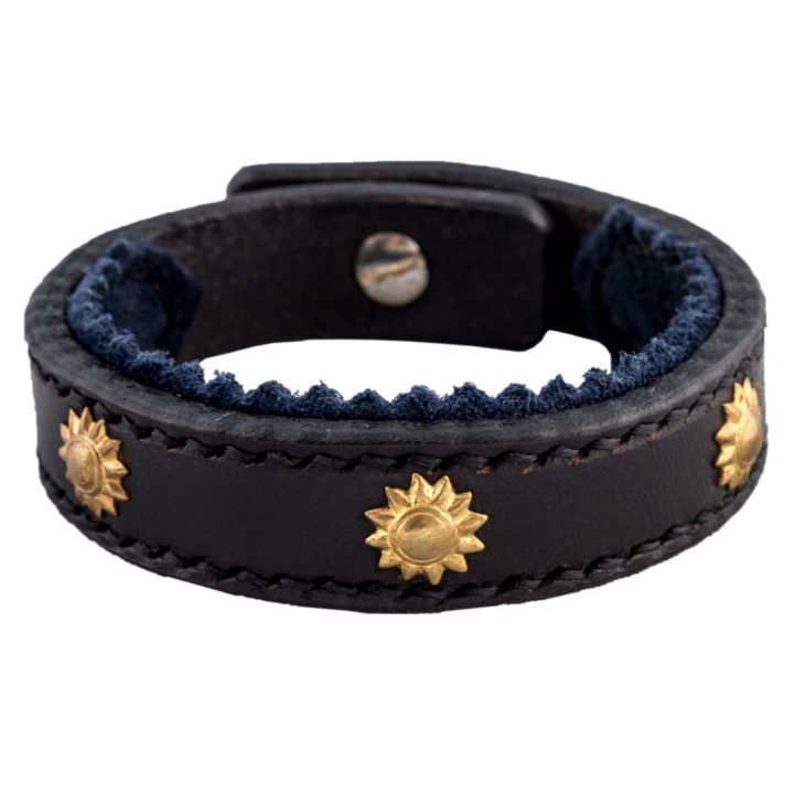 Leather Studded Bracelet with Suede Trim