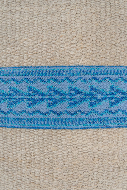 Large Kelim Cushion Blue Embroidered Band Detail
