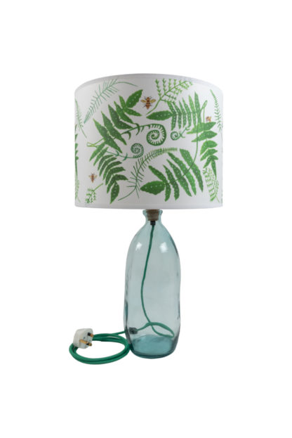 Recycled Clear Glass Lamp Base and Fern Lampshade