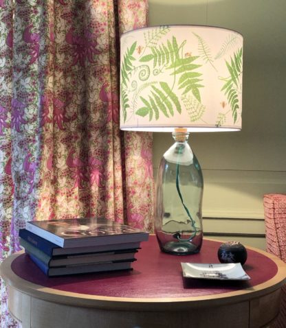 Fern Lampshade Recycled Clear Glass Lampshade against Edward Bulmer Paints Pomona Green