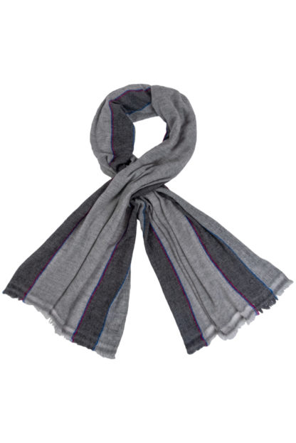 Cashmere Scarf With Pink and Blue Stripe