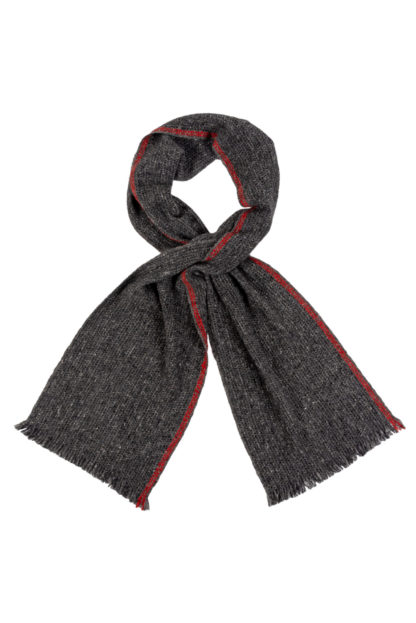 Irish Cashmere and Wool Scarf With Red Stripe