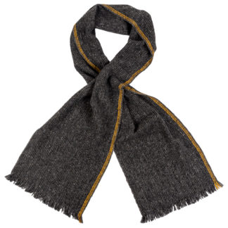 Irish Cashmere and Wool Scarf With Yellow Stripe