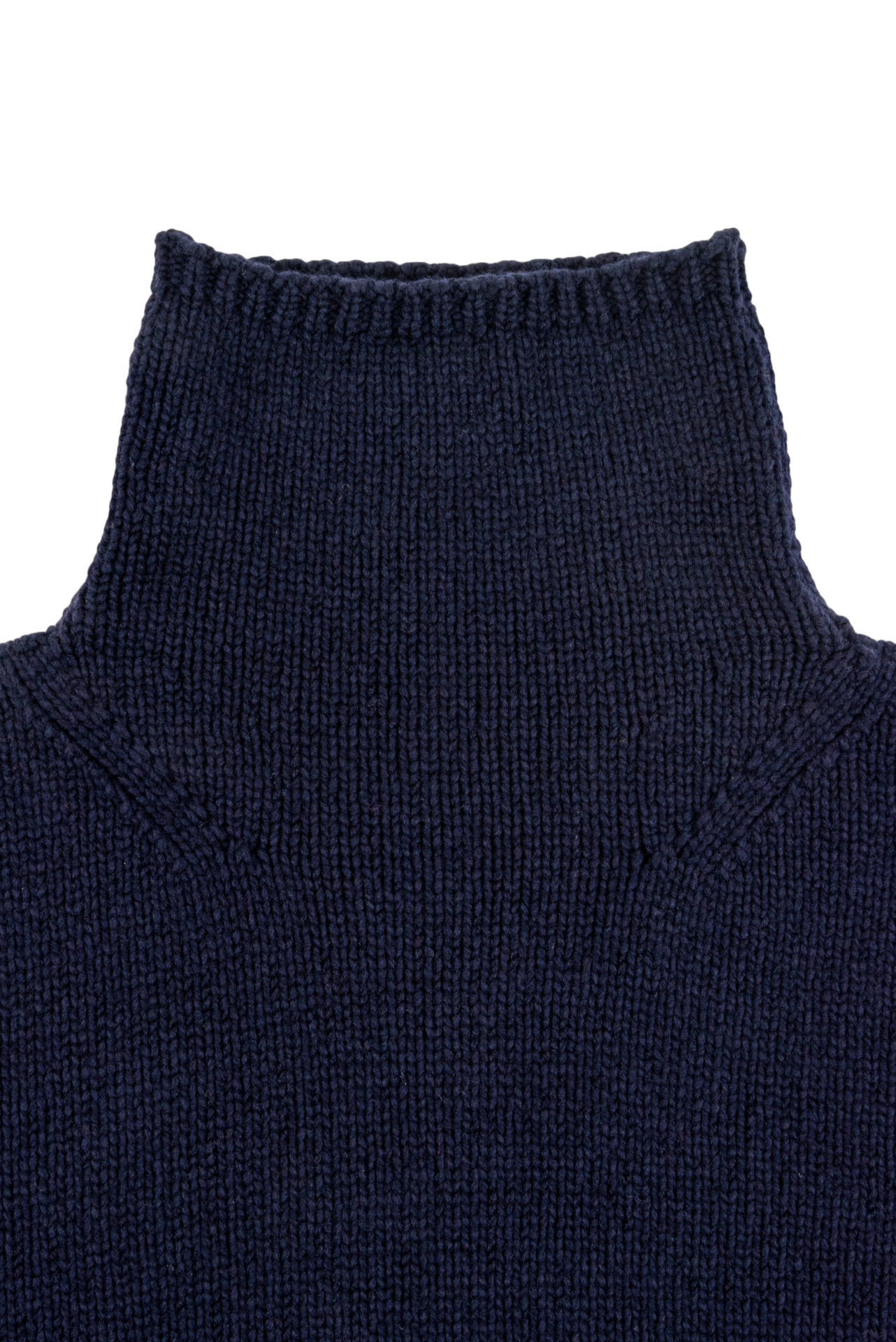 Womens Navy Blue Wool Funnel Neck ...