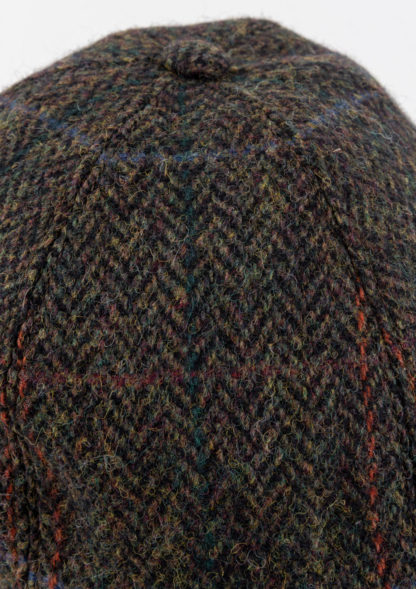 Green Herringbone Tweed Baseball Cap Detail