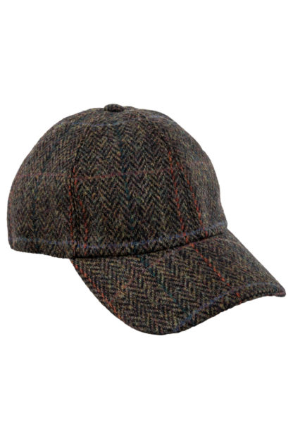 Green Herringbone Tweed Baseball Cap