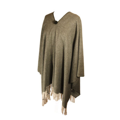 Spanish Wool Poncho Forest Green