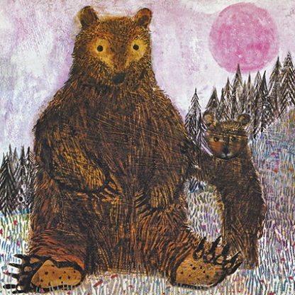 Bears and a Pink Moon Greeting Card by Brian Wildsmith