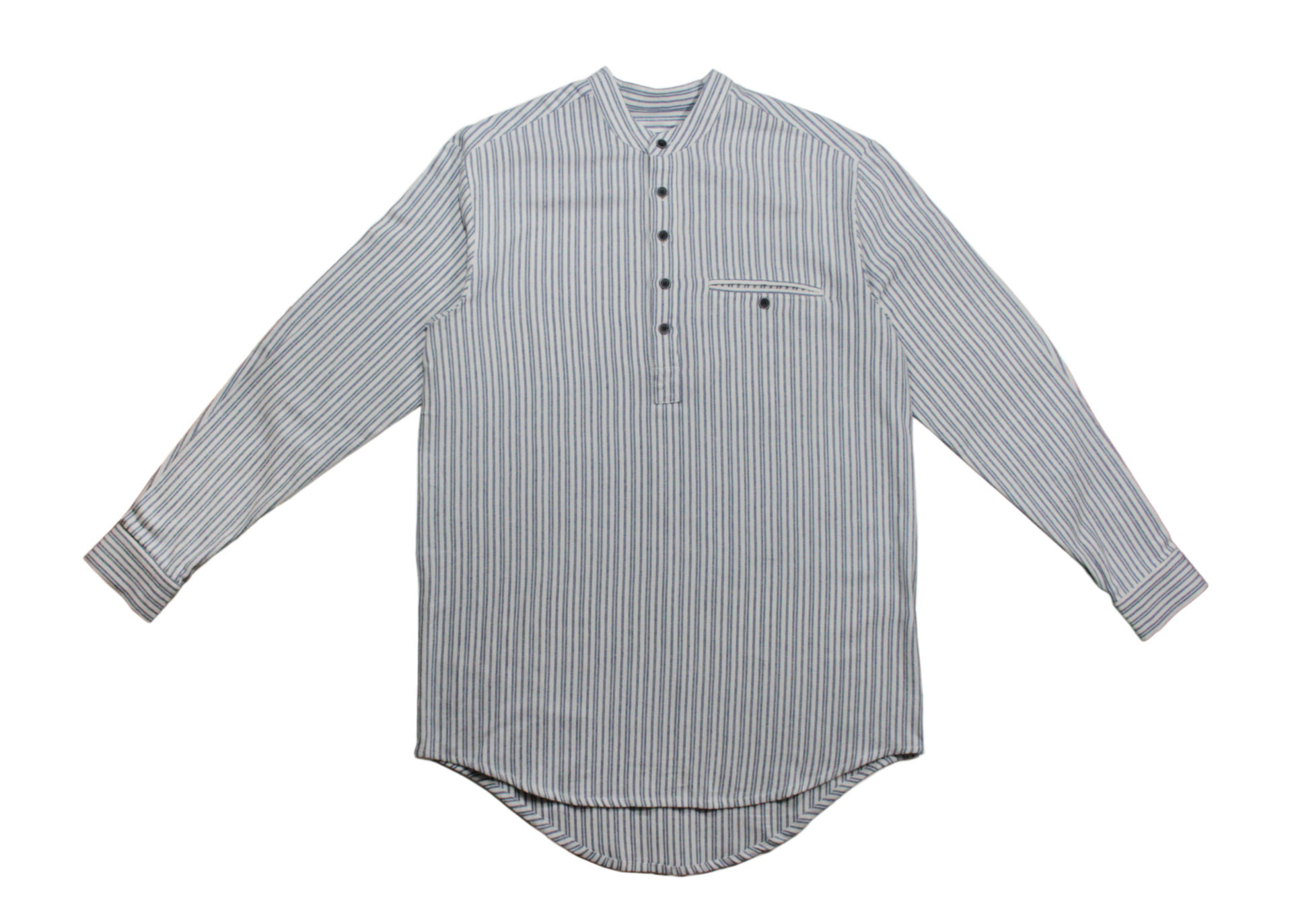 Mens Grandad Collarless Flannel Shirt 
