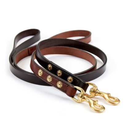 Leather Studdeds Dog Leads Large 2