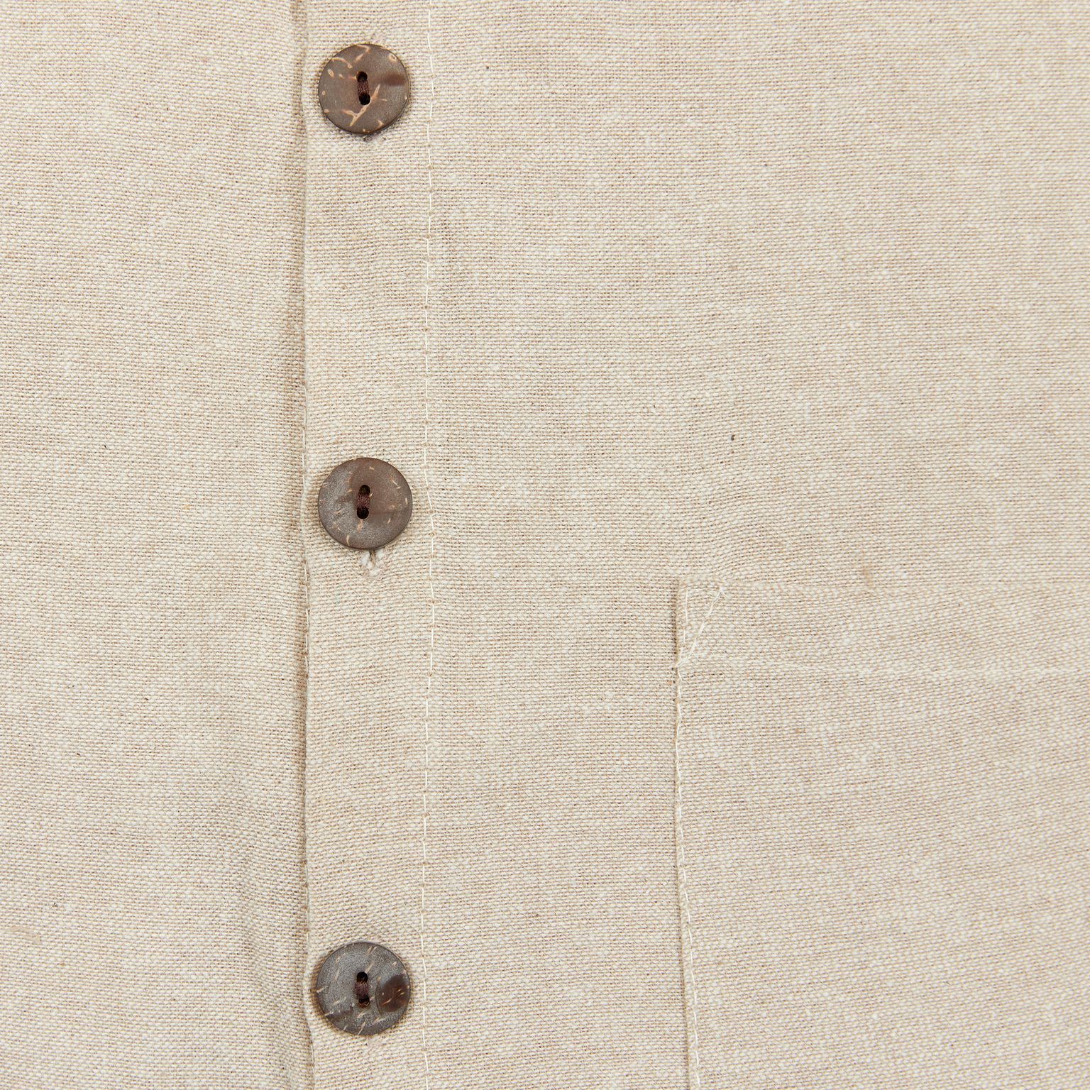 Mens Collarless Natural Hemp Shirt 