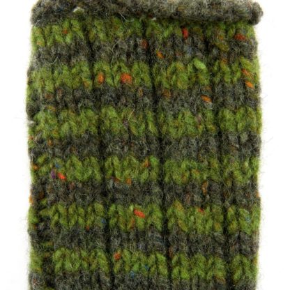 Donegal Wool Mittens Green Striped Detail