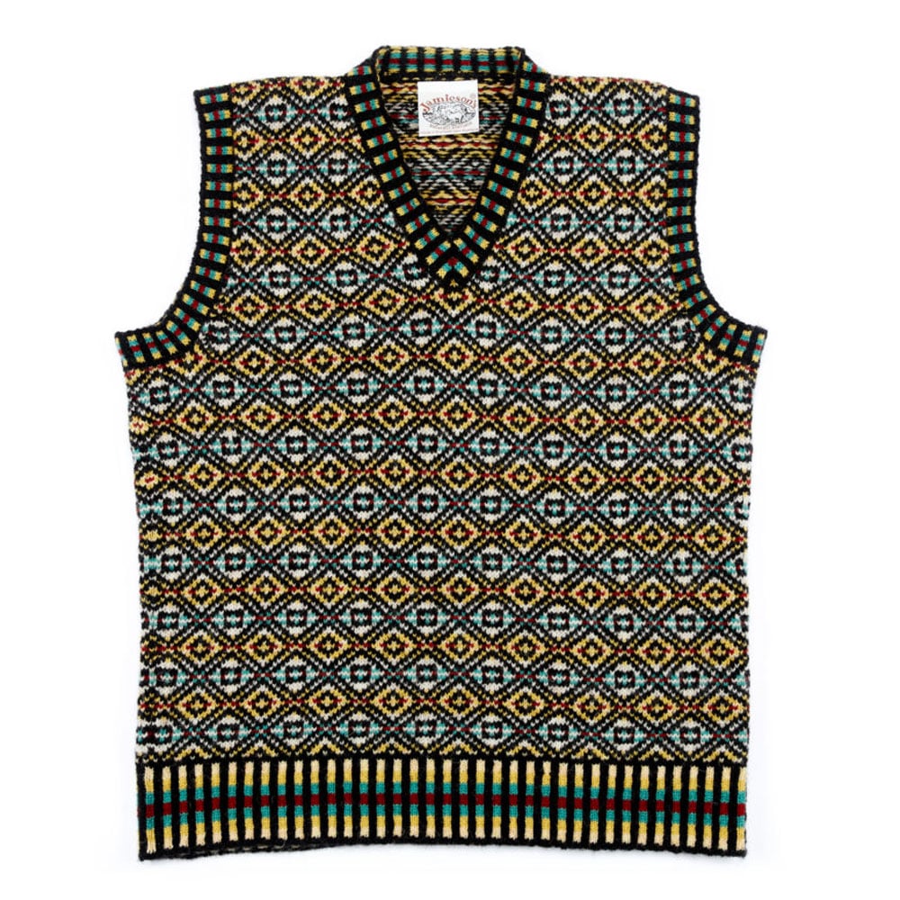 The Lerwick Fair Isle V Neck Wool Tank Top — Great English Outdoors