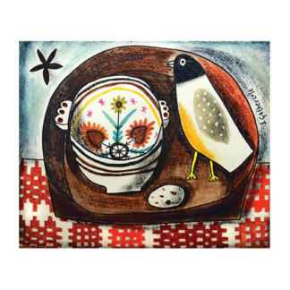 Breton Bowl and Felt Bird Card