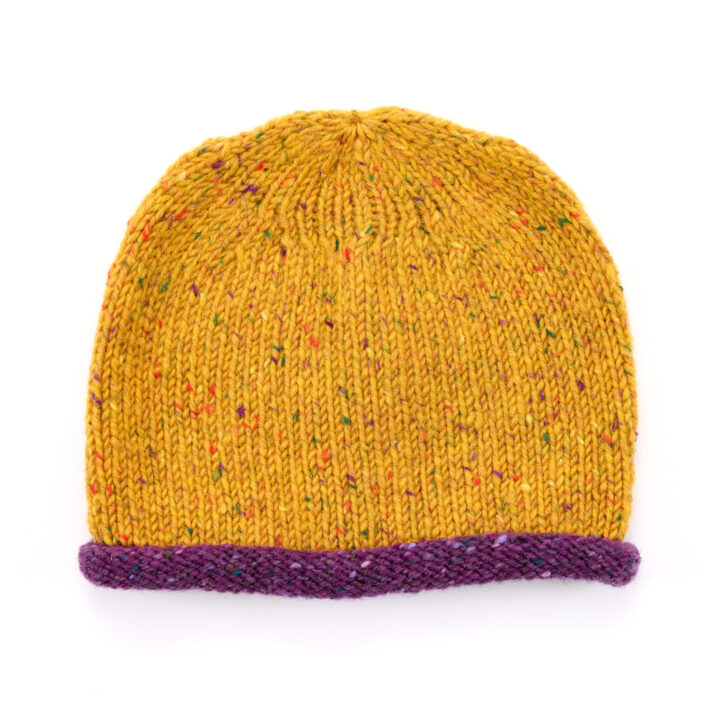 Irish Donegal Wool Beanie Hat Saffron Yellow