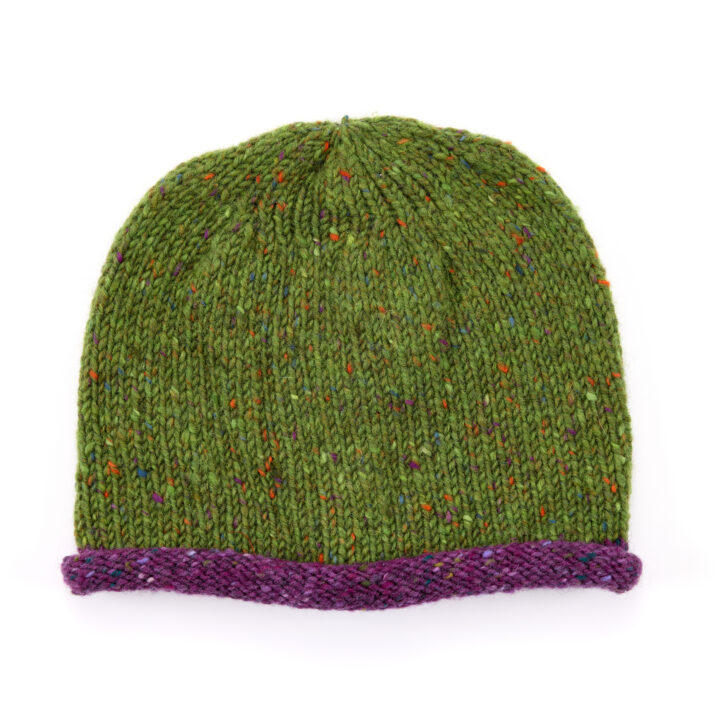 Irish Donegal Wool Beanie Hat - Green