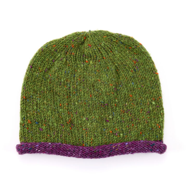 Irish Donegal Wool Beanie Hat Shamrock Green