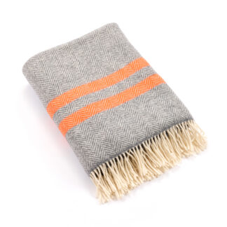 Irish Striped Wool and Cashmere Throw Orange