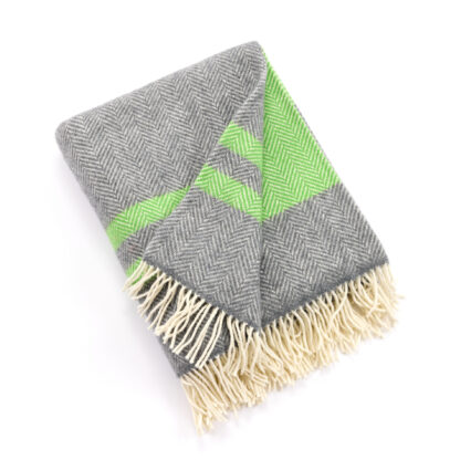 Irish Striped Wool and Cashmere Throw Lime Green Detail 4