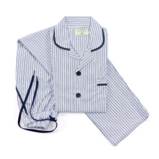 Men and Womens Blue and White Striped Cotton Pyjamas