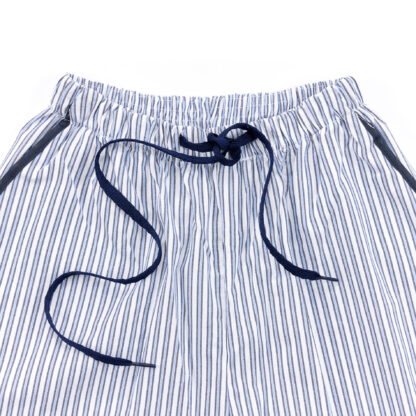 Men and Womens Blue and White Striped Cotton Pyjamas Bottoms Detail 2