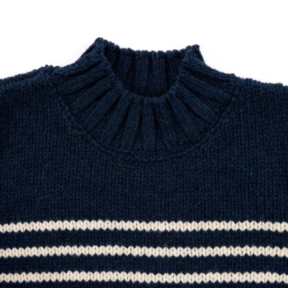 The Breton Womens Blue and White Striped Cashmere and Merino Wool Jumper Detail