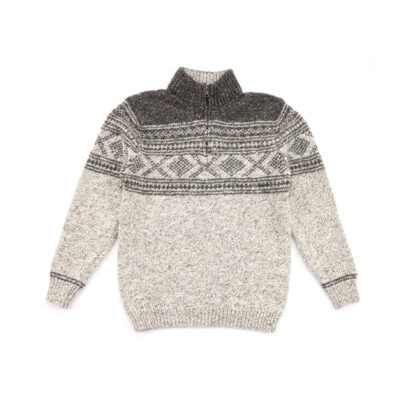 The Irish Celtic Mens Alpaca and Wool Zip Neck Jumper