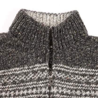 The Irish Celtic Mens Zip Neck Wool Jumper Detail 2
