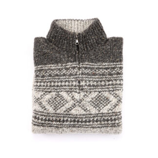 The Irish Celtic Mens Zip Neck Wool Jumper Folded
