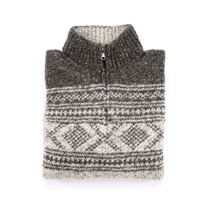 The Irish Celtic Mens Zip Neck Wool Jumper Folded