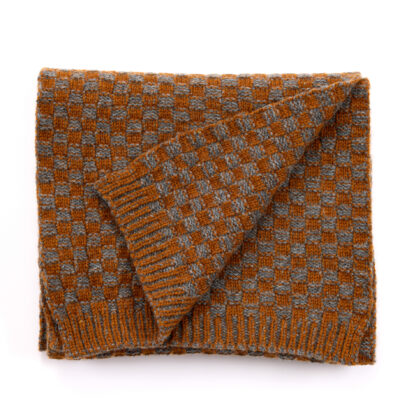 The Kipper Brick Stitch Wool Scarf Folded