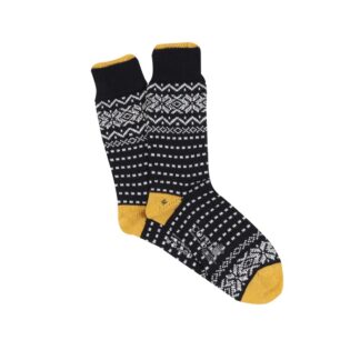 Fair Isle Wool Socks Navy Gold