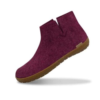 Felted Wool Boot with Hard Rubber Sole Raspberry