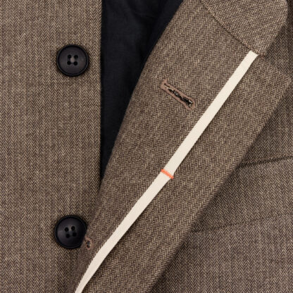 Chin West Jacket Brown Herringbone Detail 3