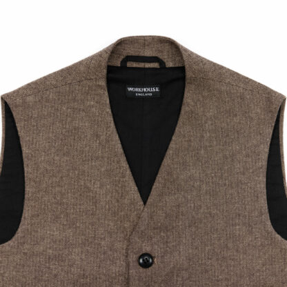 East End Waistcoat Brown Herringbone Detail 2