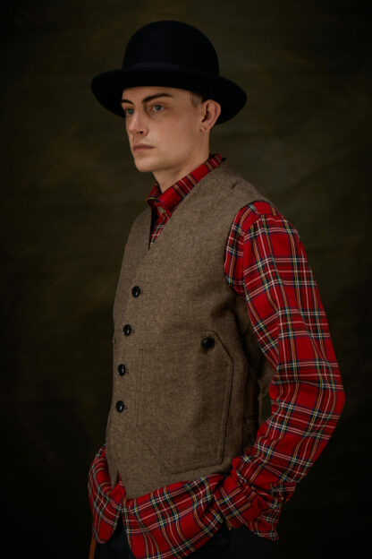 East End Waistcoat Brown Herrringbone 2