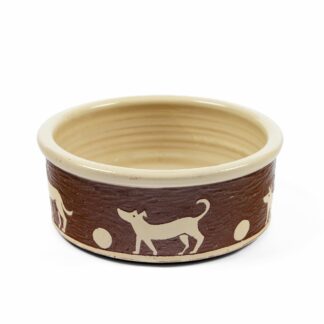 Hand Made Pottery Slipware Dog Bowl