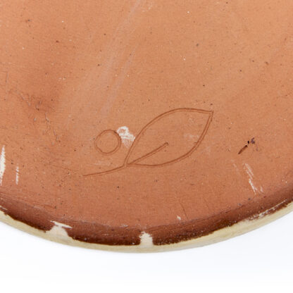Hand Made Pottery Slipware Dog Bowl Signature on Base
