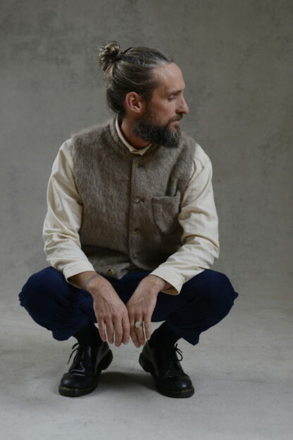 The Clayton Mens Mohair Wool Gilet With Model 3