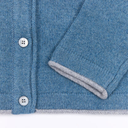 The Killiney Womens Sky Blue Wool and Cashmere Cardigan Detail 3