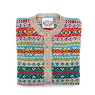 The Sissinghurst Womens Shetland Wool Fair Isle Cardigan