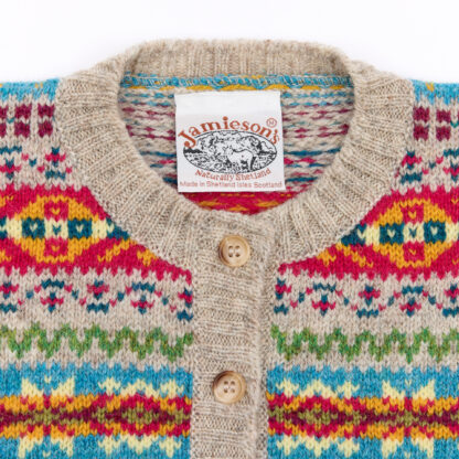 The Sissinghurst Womens Shetland Wool Fair Isle Cardigan Detail 1