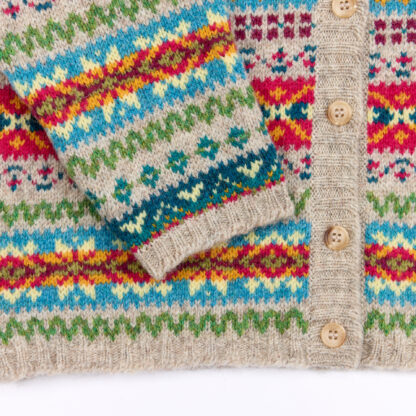The Sissinghurst Womens Shetland Wool Fair Isle Cardigan Detail 2