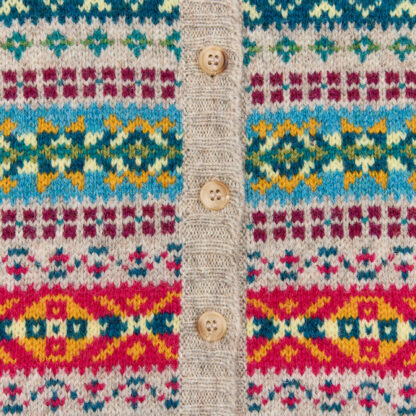 The Sissinghurst Womens Shetland Wool Fair Isle Cardigan Detail 3